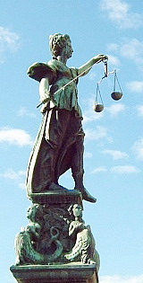 Lady Justice, Frankfurt, Germany, Side-View